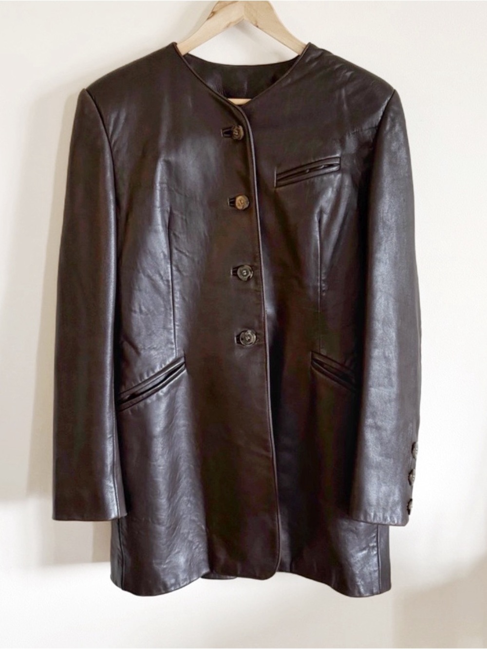 Vintage Chocolate Brown Leather Designer Women's Jacket